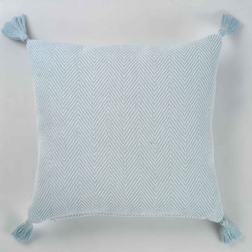 Housse de coussin pomp. +encart 40 x 40 cm coton tisse enoa Ciel