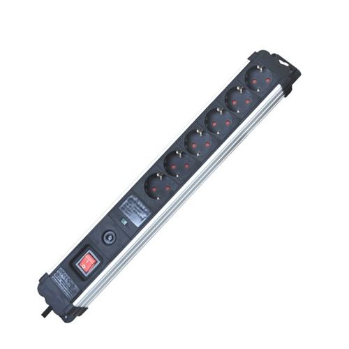 Multiprise 6 Prises avec Interrupteur Silver Electronics 3680W Noir