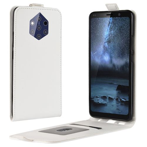 Etui en PU rabat vertical avec porte-cartes blanc pour votre Nokia 9 PureView
