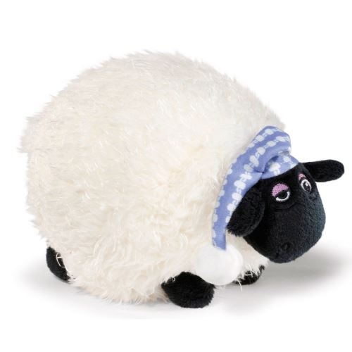 NICI - NICI 41467 Shaun le mouton doudou Shirley Avec sommeil bonnet, 17 cm, couleur : blanc/noir