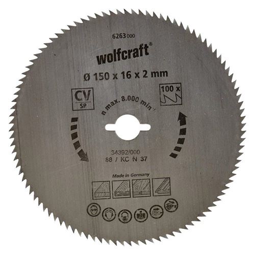 Wolfcraft 6263000 Lame scie circulaire CV 100Dts Diamètre 150 x 16 mm