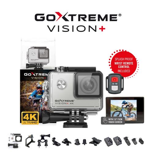 Easypix GoXtreme Vision 4K + Caméra sport 4K, protégé contre les projections deau, WiFi, étanche, écran tactile