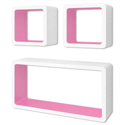 vidaXL Étagères murales Forme de cube 6 pcs Blanc et rose