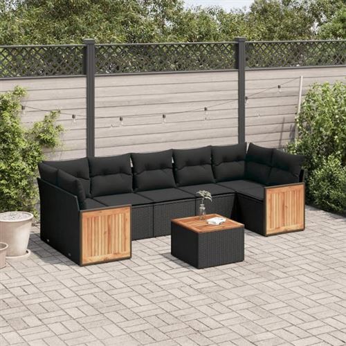 Non Communiqué Noir Vidaxl Salon De Jardin Avec Coussins 8 Pcs, Canapés De Terrasse, Ensemble De Meubles De Patio, Mobilier D'extérieur, 3227490