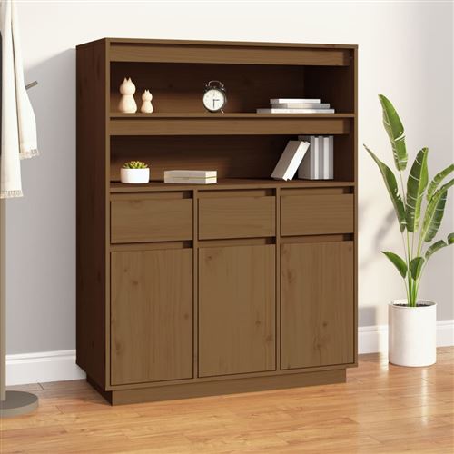 vidaXL Buffet haut Marron miel 89x40x116,5 cm Bois massif de pin