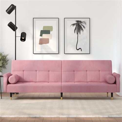 VidaXL Canapé-lit avec coussins rose velours