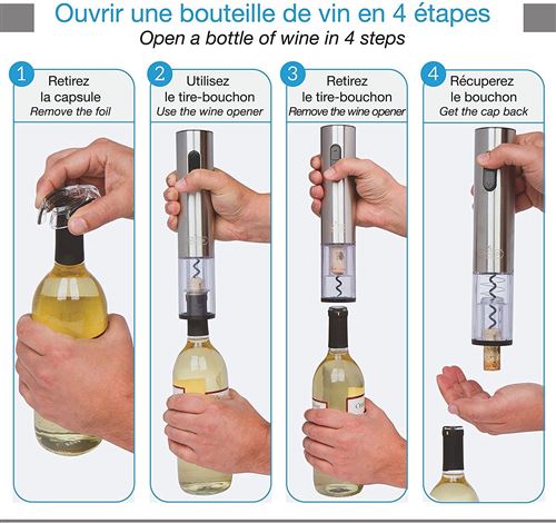 Kit d'ouverture de bouteille de vin électrique Rechargeable Tire