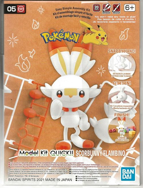 Bandai Hobby - Pokemon - Figurine articulée 11cm - Flambino / Scorbunny - Model Kit