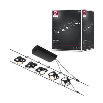 CorDuo Système sur câbles Mac II Kit de base GU5,3 max. 5x10W 230/12V Noir mat#Chrome - 1