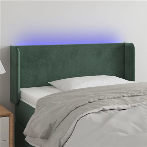 vidaXL Tête de lit à LED Vert foncé 103x16x78/88 cm Velours