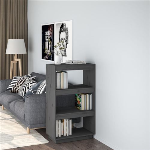 Non Communiqué Gris Bibliothèque Séparateur De Pièce 60X35x103 Cm Pin Massif