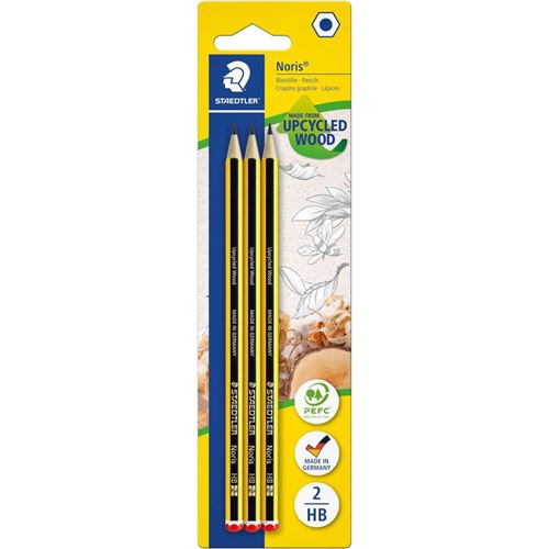 STAEDTLER Crayon graphite - HB - Lot de 3 - Id&eacute;al pour l'&eacute;criture, dessin, &eacute;cole, bureau - Noris