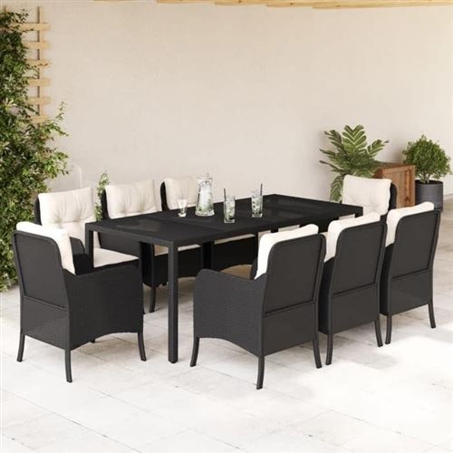 Non Communiqué Multicolore Vidaxl Ensemble À Manger De Jardin Avec Coussins 9 Pcs, Table Et Chaises De Patio, Meubles D'extérieur Terrasse, Moderne, 3211847
