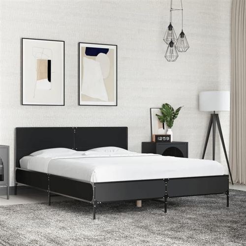 Vidaxl Noir Cadre De Lit Sans Matelas 140X200 Cm - Image 3