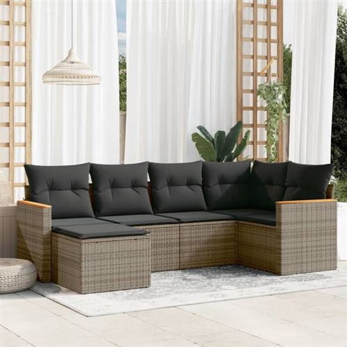 Non Communiqué Gris Vidaxl Salon De Jardin Avec Coussins 6 Pcs, Canapés De Terrasse, Ensemble De Meubles De Patio, Mobilier D'extérieur, 3258581