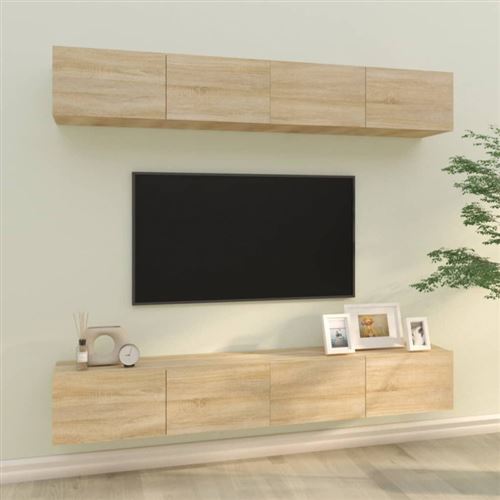 vidaXL Meubles TV muraux 4 pcs Chêne sonoma 100x30x30 cm