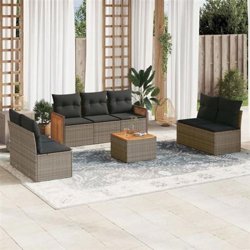 VIDAXL - Salon de jardin modulable - 7 places - Rotin - Gris - 8 pièces - Image 2