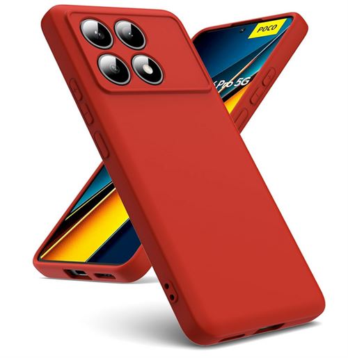 Coque pour Xiaomi Redmi K70E 5G / Poco X6 Pro 5G - housse etui silicone gel fine + film ecran - ROUGE - htdmobiles