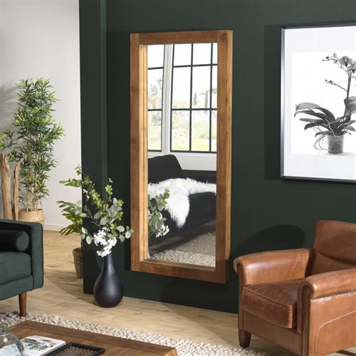 ALIDA - Miroir rectangulaire marron 108x80cm bois teck