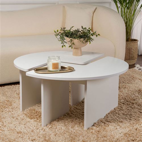 Non Communiqué Blanc Lot De 2 Tables Basses 90 Cm - Calyon