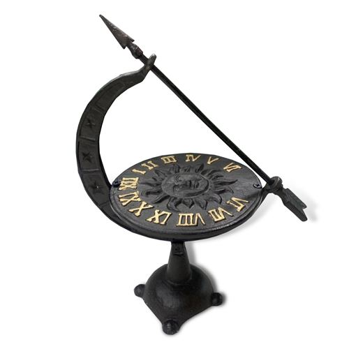 Cadran Solaire en Fer Forgé - Horloge Solaire au Design antique - Décoration Extérieur de Jardin - Chiffres Romains - 32 x Ø 15 cm