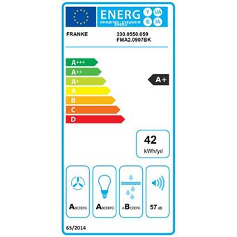 franke - hotte décorative inclinée 90cm 730m3/h verre noir - 551823