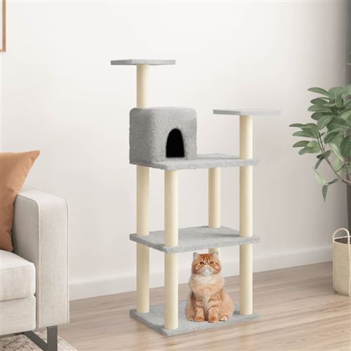 Comparer les prix de vidaXL Arbre à Chat avec Griffoirs en Sisal Gris Clair 119 cm Grattoir Animaux