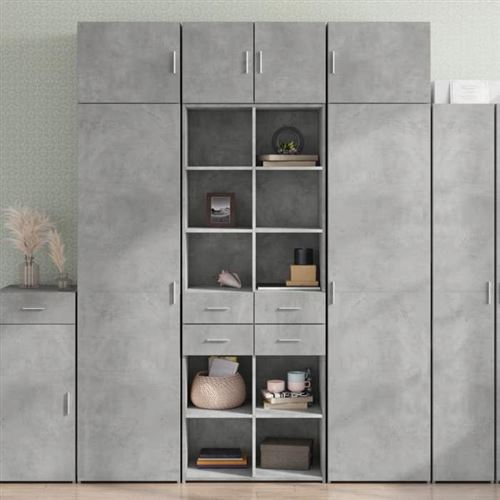 Non Communiqué Gris Vidaxl Buffet Haut Béton 70X42,5X185 Cm Bois D'ingénierie, Buffet, Meuble De Rangement, Armoire Haute, Armoire, Armoire 3281465