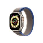 Apple Watch Ultra - 49 mm - titane - montre intelligente avec Boucle Trail - deux couches de matières textiles tissées - bleu/gris - taille du bracelet : S/M - 32 Go - Wi-Fi, LTE, UWB, Bluetooth - 4G - 61.3 g