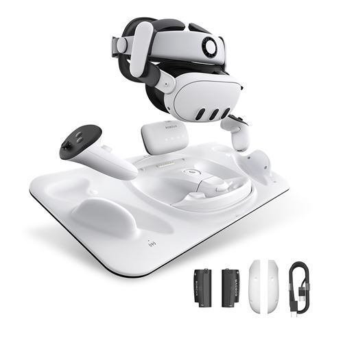 BOBOVR Station de charge D3, chargement sans fil pour contrôleur, charge rapide B100, compatible avec Quest 3