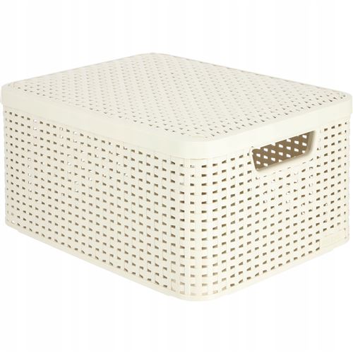 Curver Bo&icirc;te de rangement avec couvercle Style M 18 L Blanc cr&egrave;me