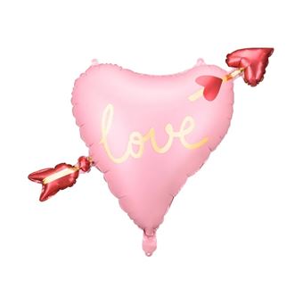 ballon aluminium coeur flèche d'amour 66x48cm rose - générique fb172 - 1