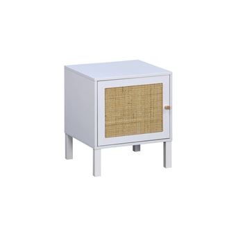 Sweeek Table De Chevet Enfant Effet Bois Blanc Et Cannage - Design Bohème Charmant