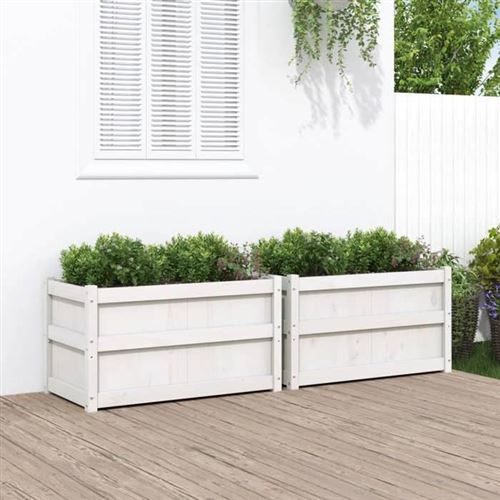 VidaXL - Jardinières - Bois de pin - 2 pièces - Blanc - Image 3