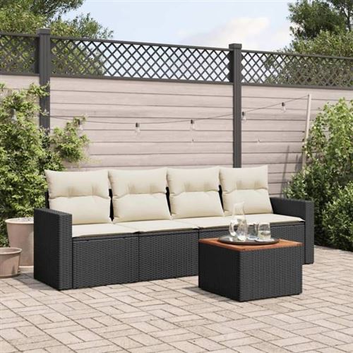Non Communiqué Noir Salon De Jardin Modulable Vidaxl Resine Tressee 4 Personnes 62 X 65.5 X 69 Cm 5 Pieces