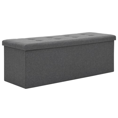 vidaXL Banc de rangement pliable Faux lin 110 x 38 x 38 cm Gris foncé