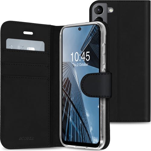 Coque Samsung Galaxy S21 FE Étui de téléphone portefeuille de coque silicone Wallet Accezz Cuir artificiel Noir
