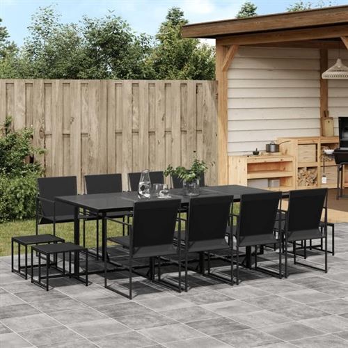 Non Communiqué Noir Vidaxl Ensemble À Manger De Jardin 13 Pcs Textilène, Ensemble À Manger D'extérieur, Meuble À Manger De Jardin 3295130