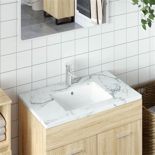 VidaXL Évier de salle de bain blanc rectangulaire céramique