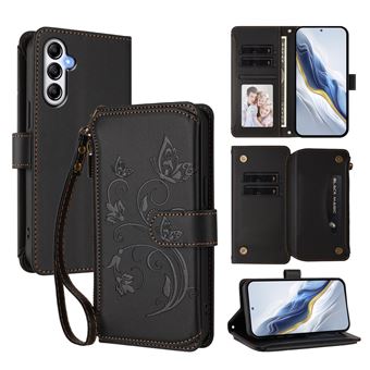 Étui FOXDOCK à rabat pour Samsung Galaxy A14 4G/5G , coque portefeuille antichoc avec fermeture éclair, porte-cartes et support intégré, compatible avec Samsung Galaxy A14 4G/5G-Noir - 1