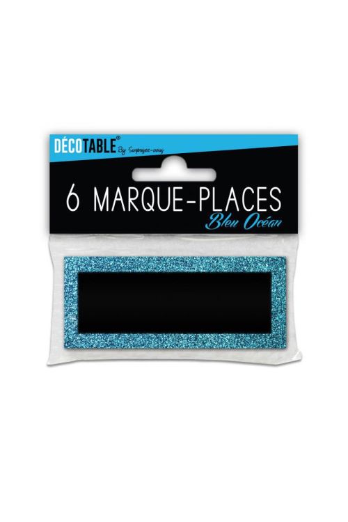 6 Marques-places Paillettes Différents Coloris - Bleu