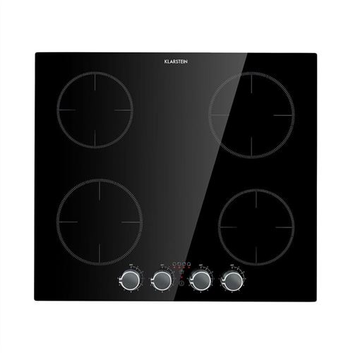 Klarstein Kochheld Table de cuisson à induction encastrable , 4 zones , 6000W , verre noir