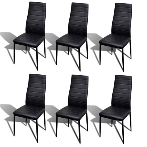 vidaXL Chaise de salle à manger 6 pcs avec ligne fine Noir