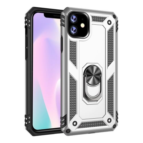 Coque en TPU armure hybride avec béquille argent pour votre Apple iPhone XR 6.1 pouces (2019)