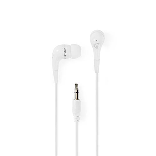 Nedis HPWD1001WT - In-ear hoofdtelefoons - inwendig - met bekabeling - 3,5 mm-stekker - wit, zilver
