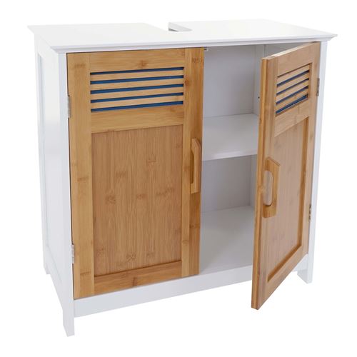 Meuble sous-lavabo HWC-A85, commode / armoire salle de bains, 60x62x31cm blanc