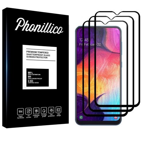 Verre Trempe pour Samsung Galaxy A50 [Pack 3] Film Transparent Bord Noir Vitre Protection Ecran Phonillico®