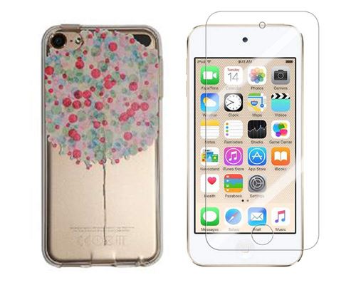 Novago Compatible avec iPod Touch 5, Touch 6 Coque Gel imprimée Solide résistante +1 Verre en Verre trempé Transparent résistant (Ballon)