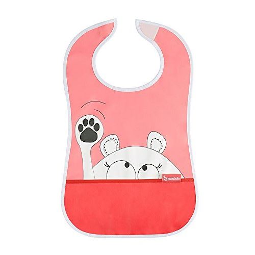 BADABULLE Bavoir Plastifié avec Grande Poche Etanche pour Bébé Rose