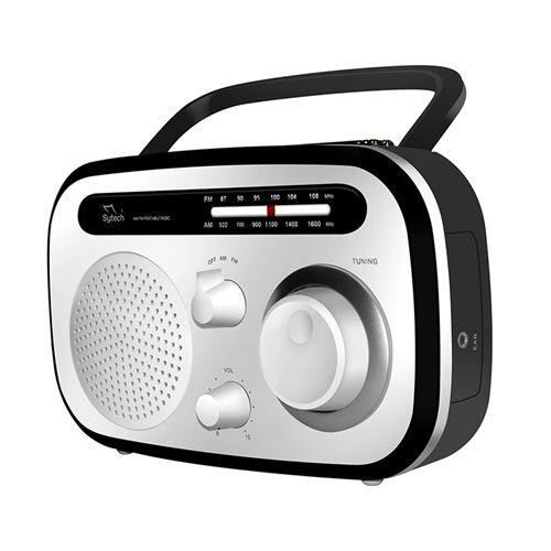 Radio portable 2 bandes (AM/FM), sortie casque, blanc
